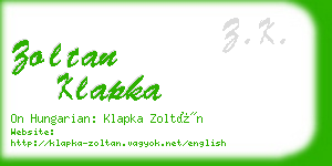 zoltan klapka business card